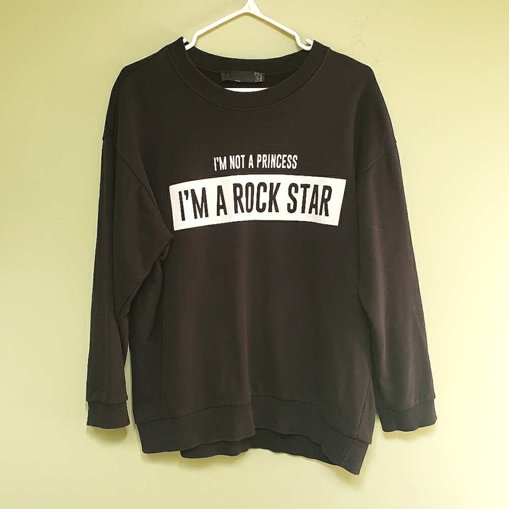 ZARA Long Sleeve Graphic Crewneck Sweatshirt "I'm a Rock Star"